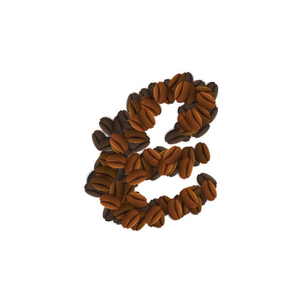 Free Vector letter e of coffee grains