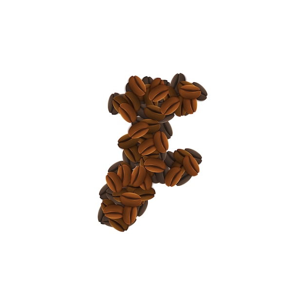 Free Vector letter f of coffee grains