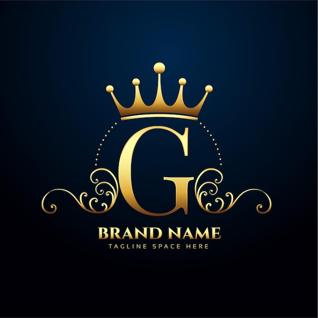 Letter G premium floral and crown logo design