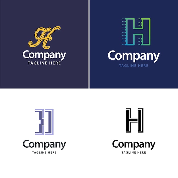 Free vector letter h big logo pack design creative modern logos design for your business vector brand name illustration