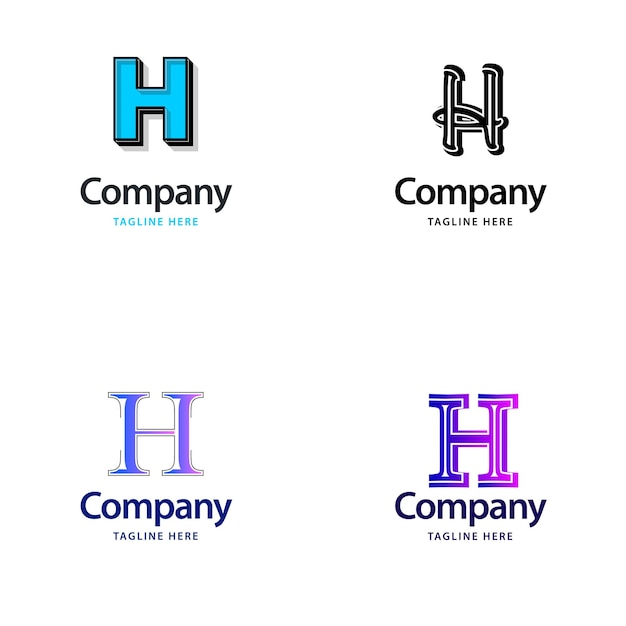 Free vector letter h big logo pack design creative modern logos design for your business vector brand name illustration