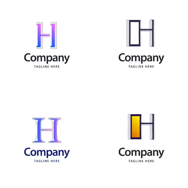 Letter H Big Logo Pack Design Creative Modern logos design for your business Vector Brand name illustration