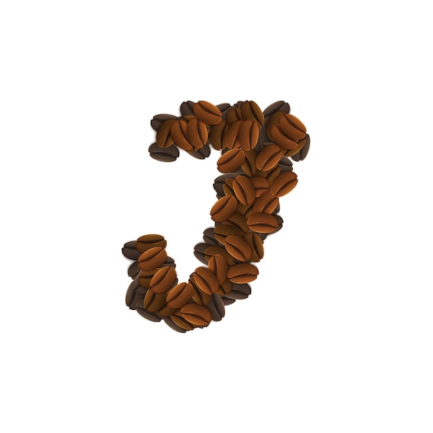 Letter J of coffee grains