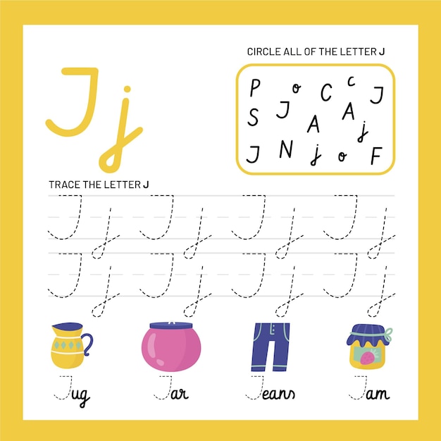 Letter j worksheet template