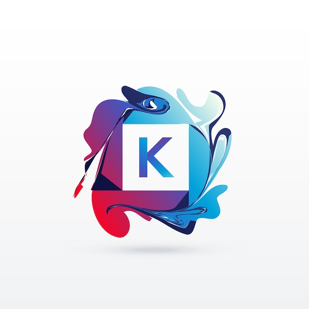 Free vector letter k logo with abstract shapes