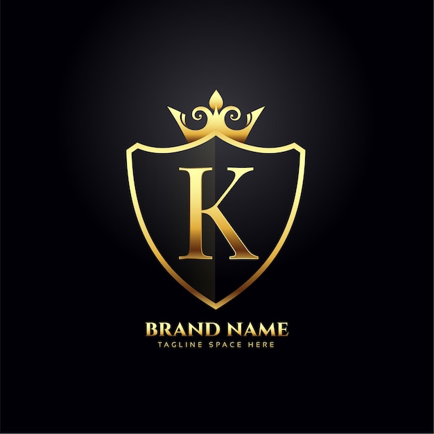 Letter K luxury logo concept with golden crown