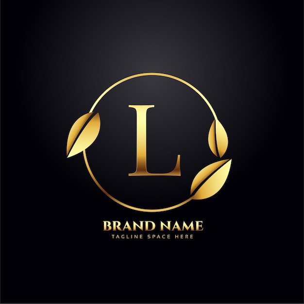 Free Vector letter l golden leaves premium logo design