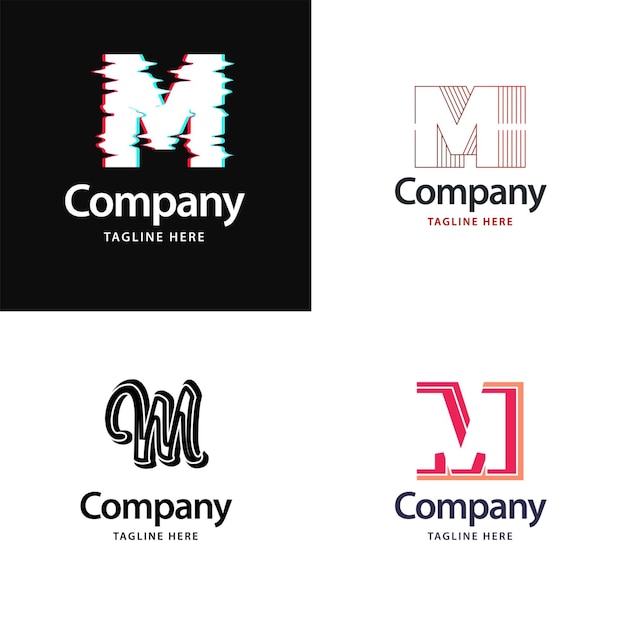 Free Vector letter m big logo pack design creative modern logos design for your business vector brand name illustration