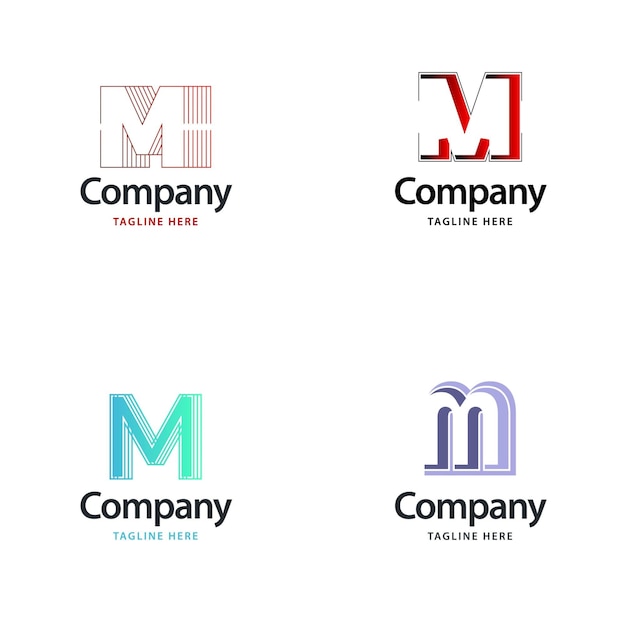 Free Vector letter m big logo pack design creative modern logos design for your business vector brand name illustration