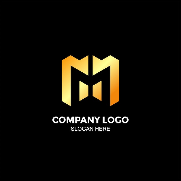 Free Vector a letter m logo with a golden m shape