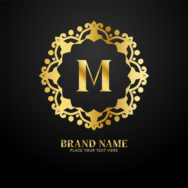 Free Vector letter m luxury brand logo concept golden design