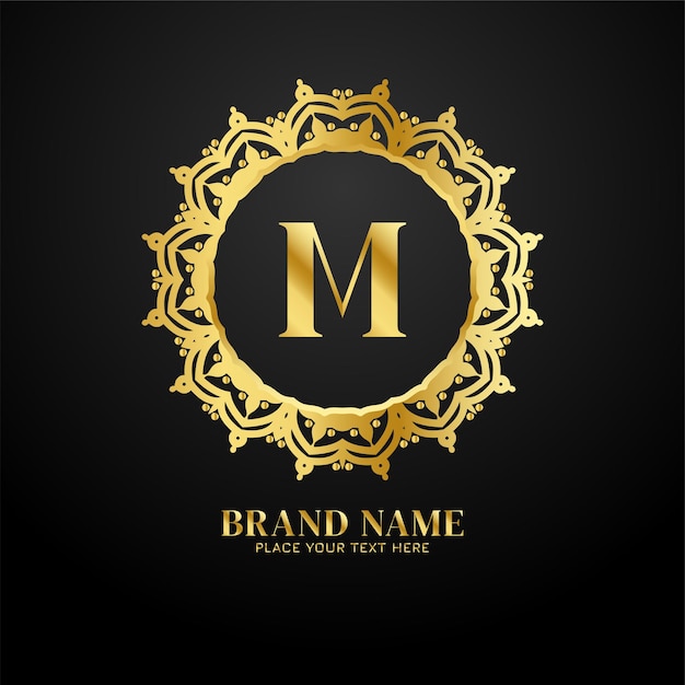 Free vector letter m luxury brand logo concept golden design