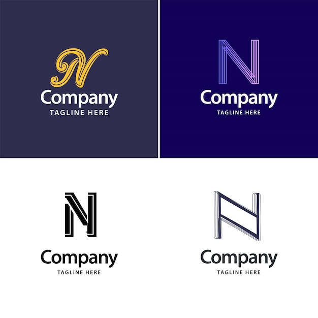 Free vector letter n big logo pack design creative modern logos design for your business vector brand name illustration