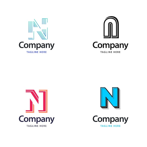 Free Vector letter n big logo pack design creative modern logos design for your business vector brand name illustration