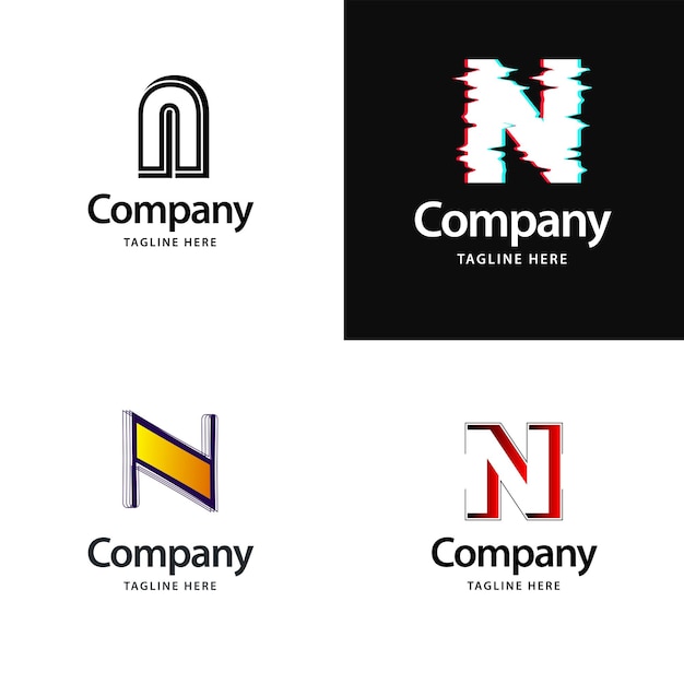 Free vector letter n big logo pack design creative modern logos design for your business vector brand name illustration