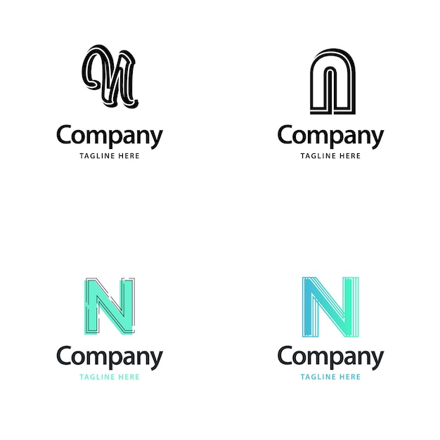 Free Vector letter n big logo pack design creative modern logos design for your business