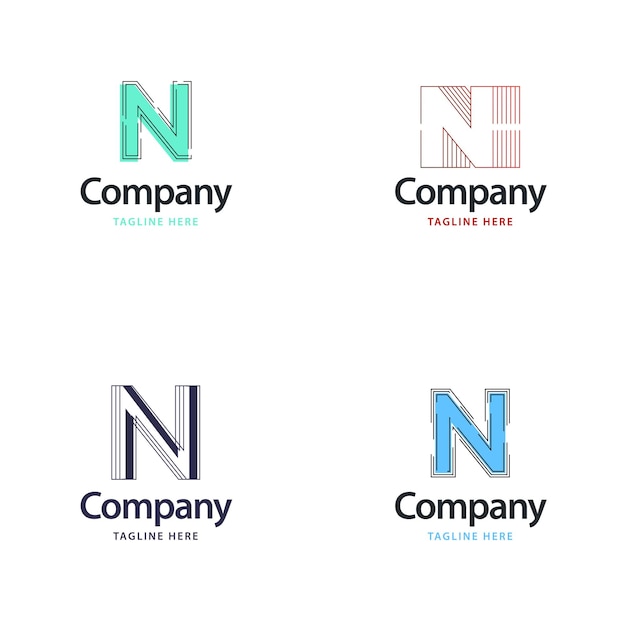 Free vector letter n big logo pack design creative modern logos design for your business