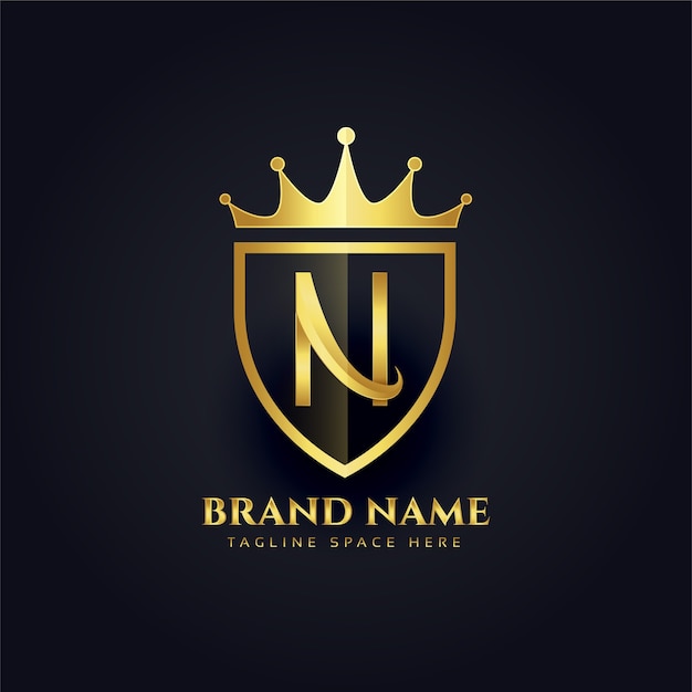 Free Vector letter n crown golden premium logo design