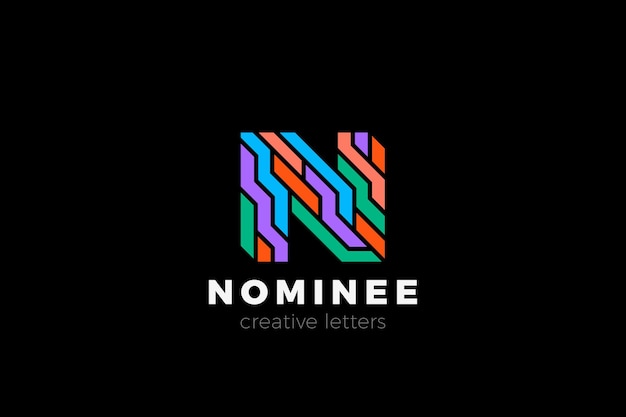 Free vector letter n logo design in colorful style