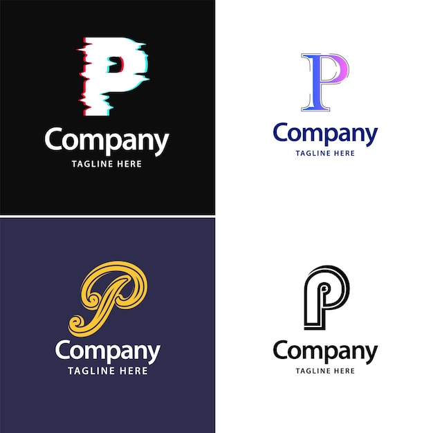 Free Vector letter p big logo pack design creative modern logos design for your business vector brand name illustration