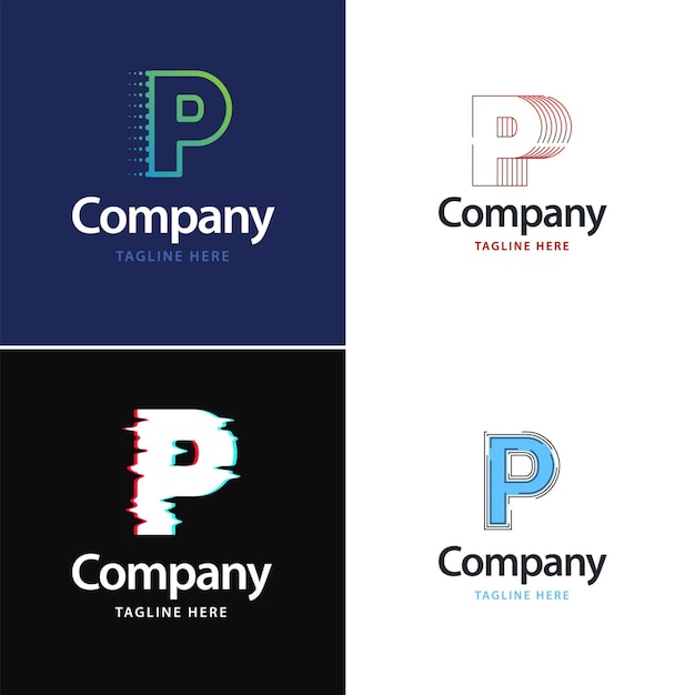 Free vector letter p big logo pack design creative modern logos design for your business vector brand name illustration