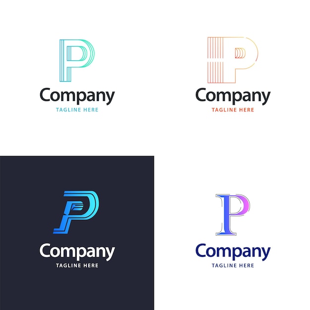 Free Vector letter p big logo pack design creative modern logos design for your business