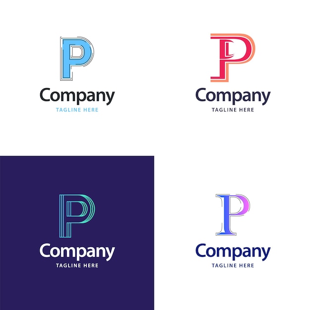 Free Vector letter p big logo pack design