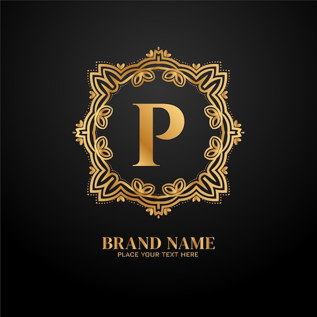 Free Vector letter p golden luxury brand logo c