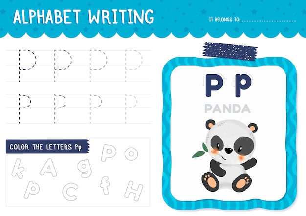 Letter p worksheet with panda