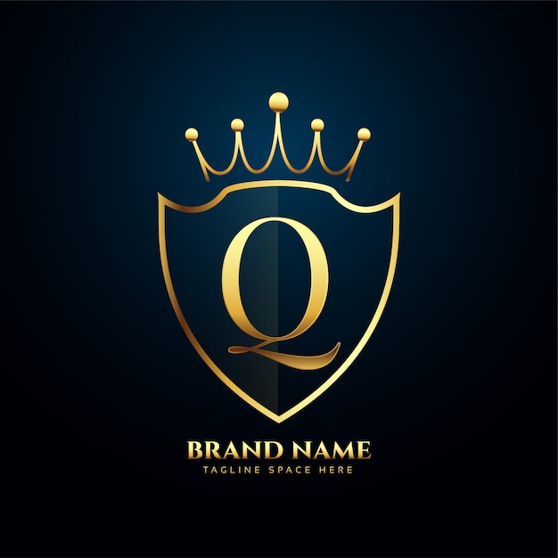 Free Vector letter q crown tiara logo golden