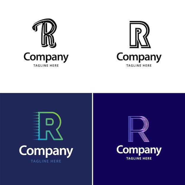 Free Vector letter r big logo pack design creative modern logos design for your business vector brand name illustration