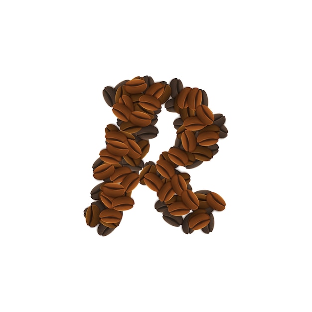 Free Vector letter r of coffee grains