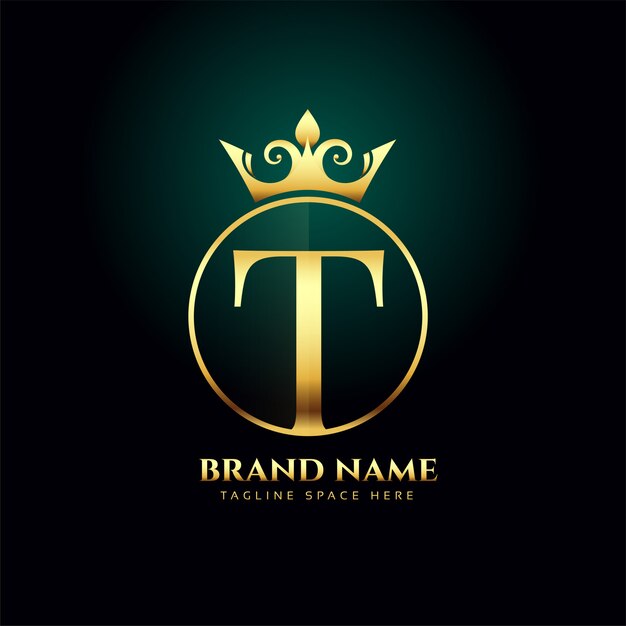 Letter T and grown golden logo concept template