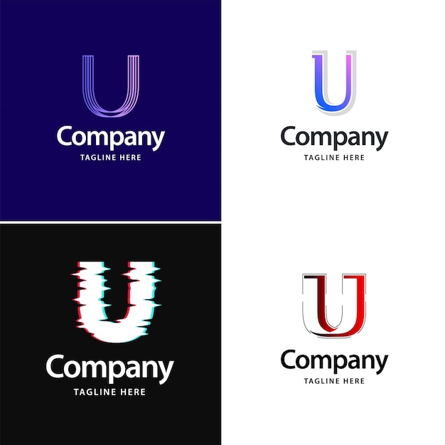 Free Vector letter u big logo pack design creative modern logos design for your business vector brand name illustration