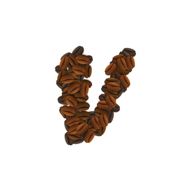 Free Vector letter v of coffee grains