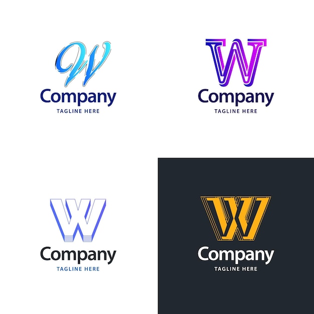 Letter W Big Logo Pack Design Creative Modern logos design for your business Vector Brand name illustration