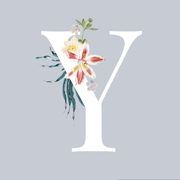 Letter Y with blossoms