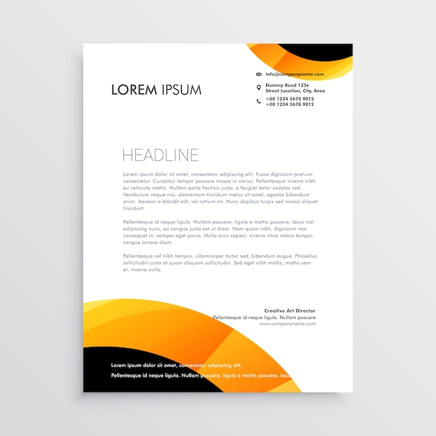 letterhead design in yellow black colors