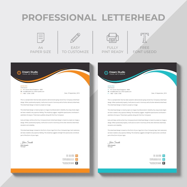 Letterhead template in flat style