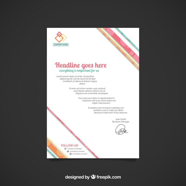 Letterhead template in flat style