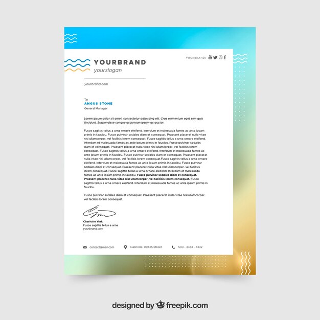 Letterhead template in gradient style