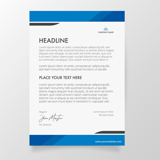 Letterhead Template with Blue Colors