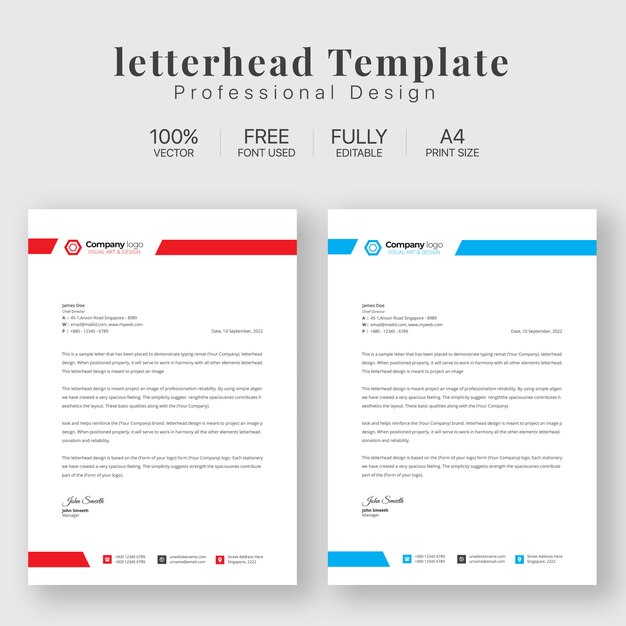 Letterhead Template with various colors