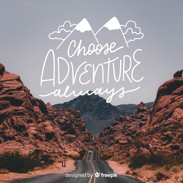 Free Vector lettering adventure background with photo