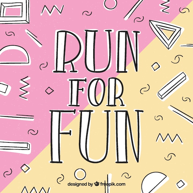 Lettering background with running concept