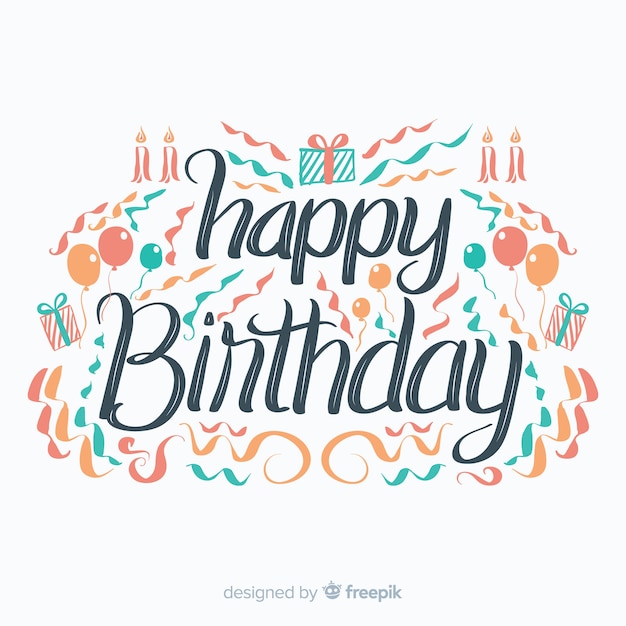 Free vector lettering birthday