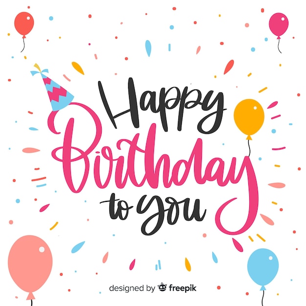 Free vector lettering birthday