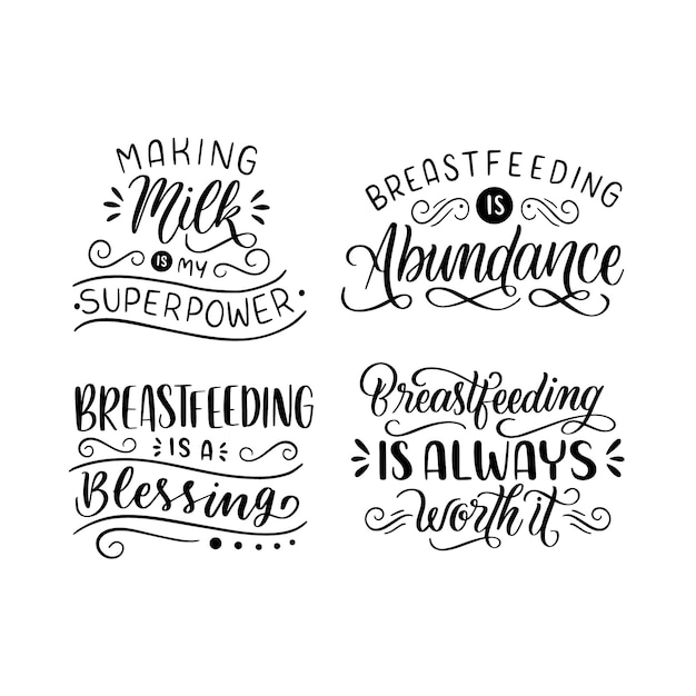 Free vector lettering breastfeeding collection