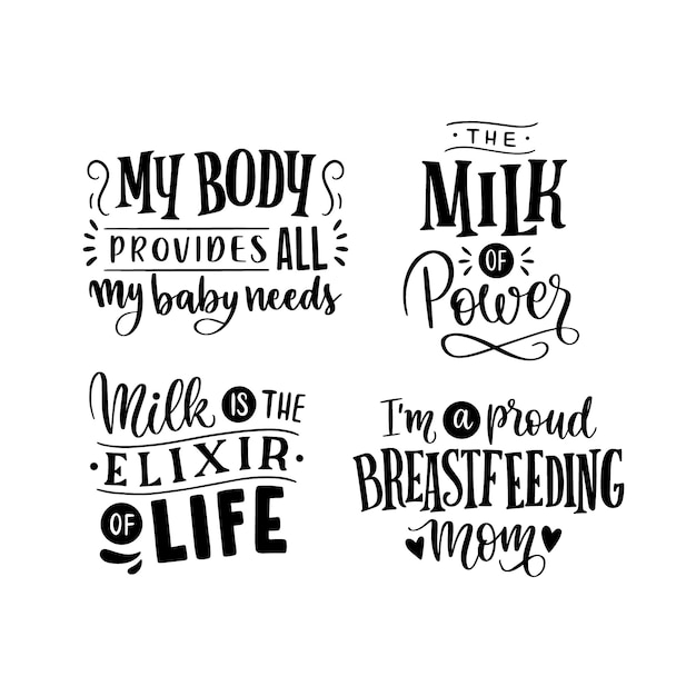 Lettering breastfeeding collection