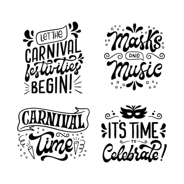 Free Vector lettering carnival stickers collection